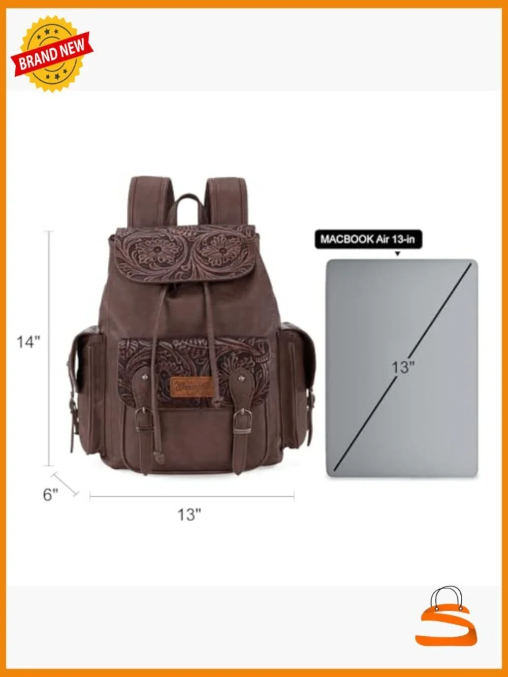 Western Floral Tooled Backpack Purse with Drawstring Closure